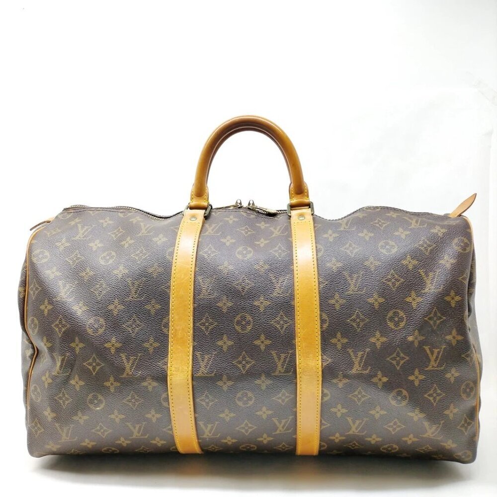 Louis Vuitton LV Boston Bag Keepall 50 Brown Monogram 699-052625